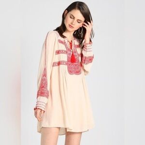 Free People Wind Willow Mini Peasant Dress - Large